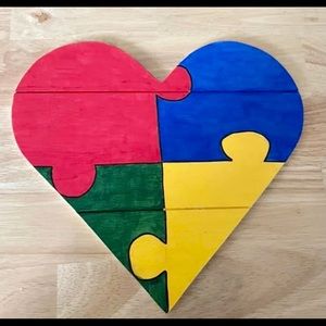 Autism heart hanger for door/wall